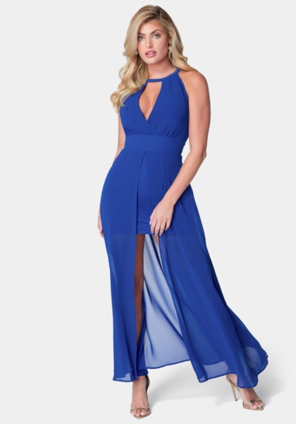Ladies Maxi Dress Blue - Bebe GOOFASH