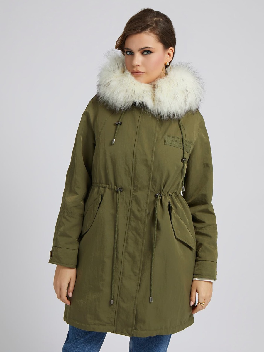 Ladies Parka in Green Guess GOOFASH