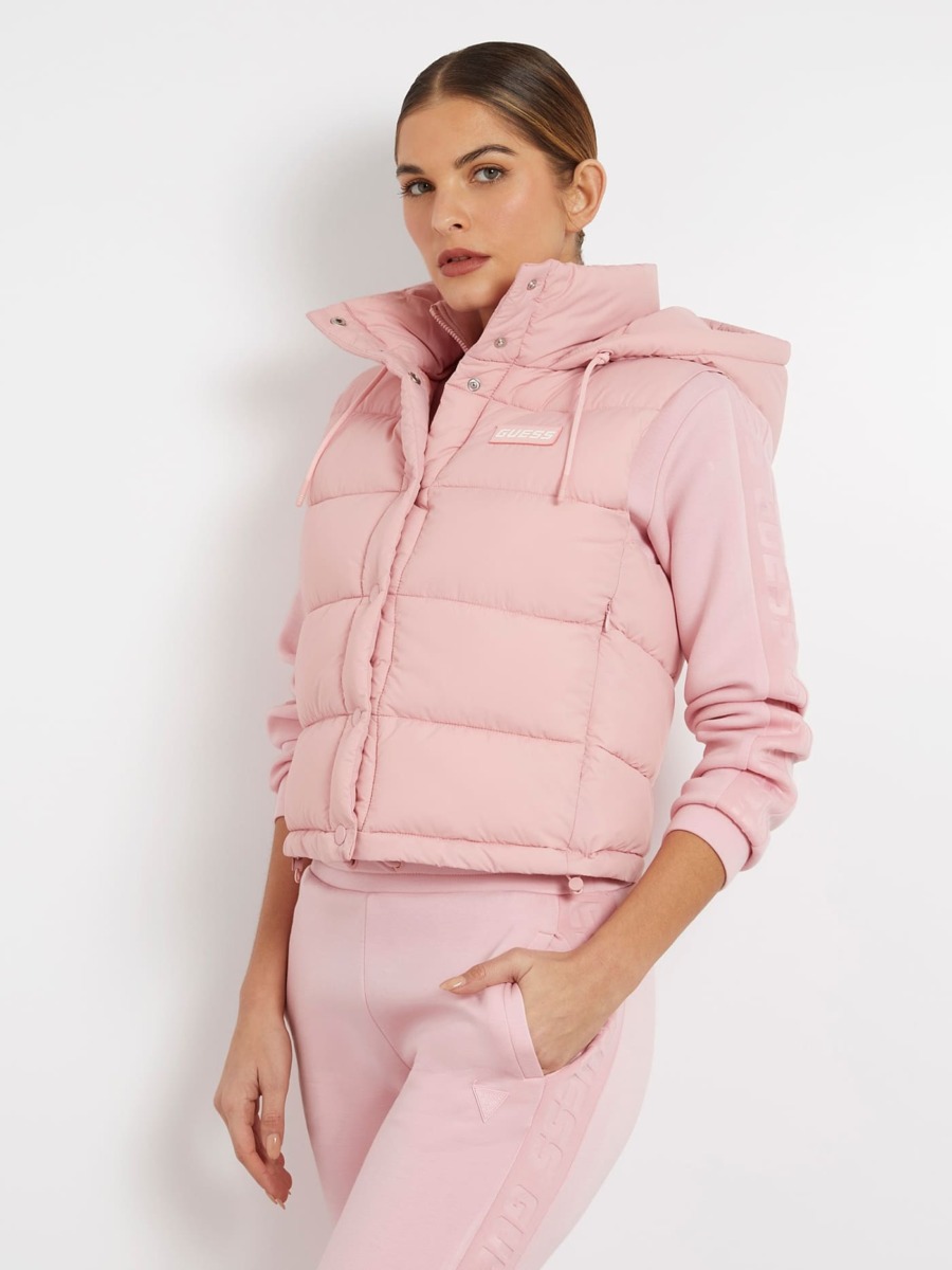 Ladies Pink Down Jacket - Guess GOOFASH