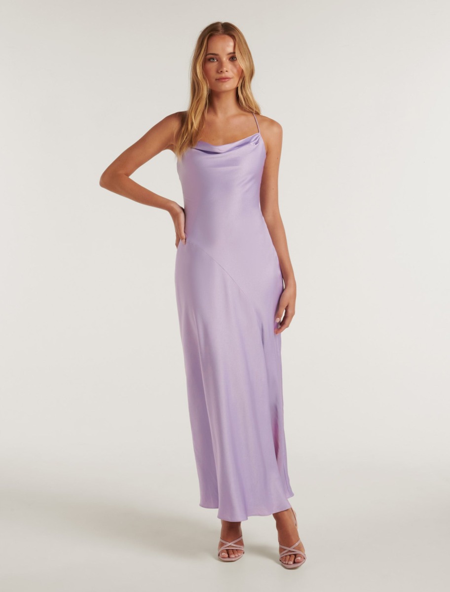 Ladies Purple Maxi Dress - Ever New GOOFASH
