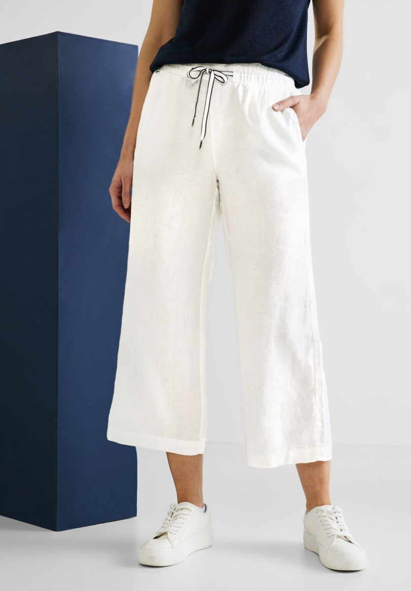 Ladies White Trousers by Street One GOOFASH