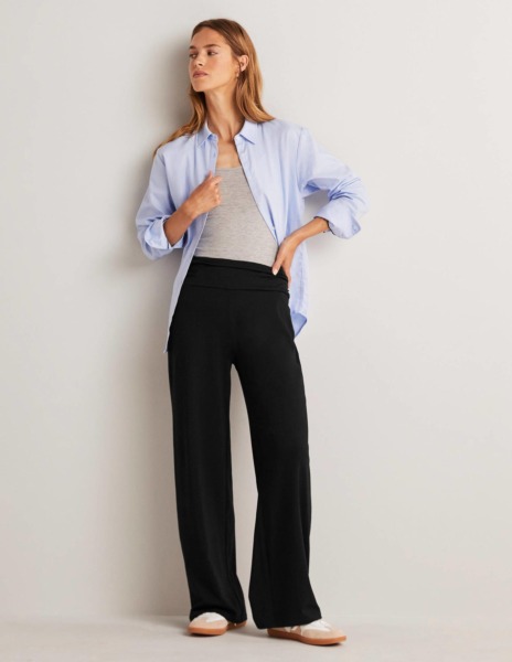 Ladies Wide Leg Trousers in Black by Boden GOOFASH