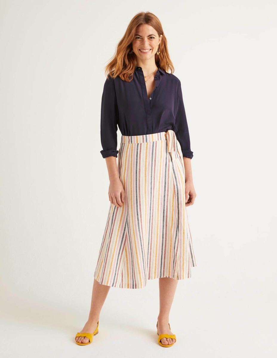 Ladies Wrap Skirt in Striped from Boden GOOFASH