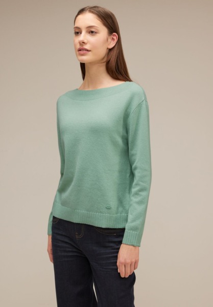 Lady Knitted Sweater in Green by Street One GOOFASH