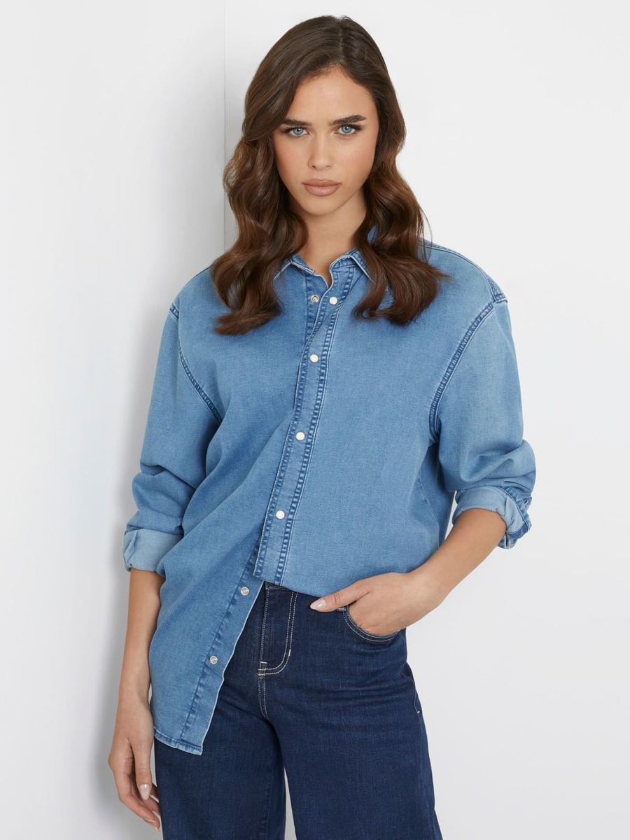Lady Shirt in Blue at Guess GOOFASH