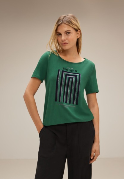 Lady T-Shirt Green from Street One GOOFASH