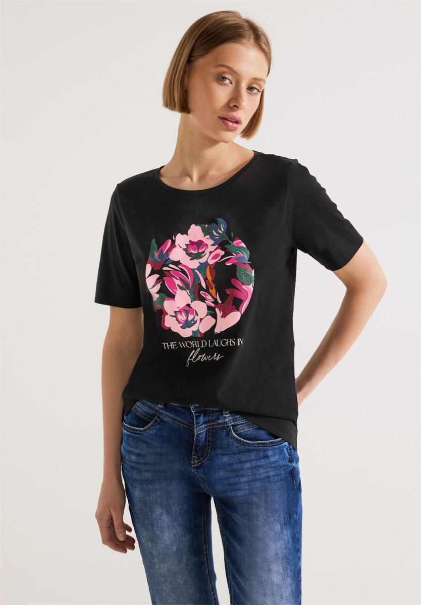 Lady T-Shirt in Black from Street One GOOFASH