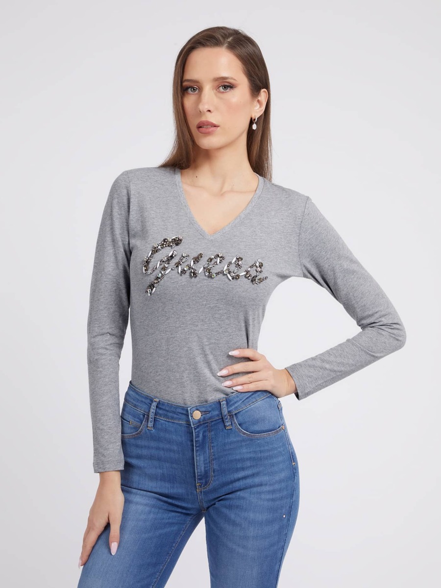 Lady T-Shirt in Grey by Guess GOOFASH