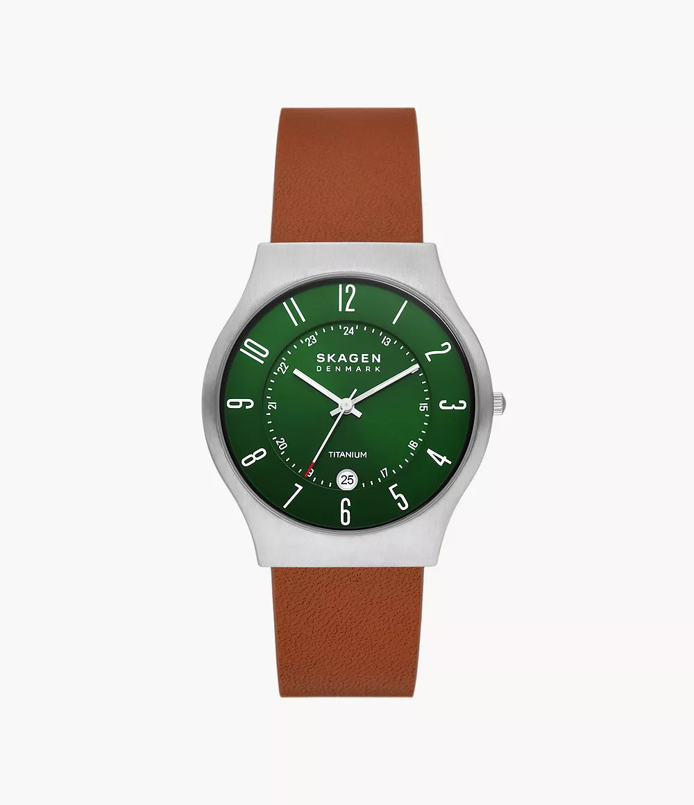 Leather Watch - Brown - Skagen GOOFASH