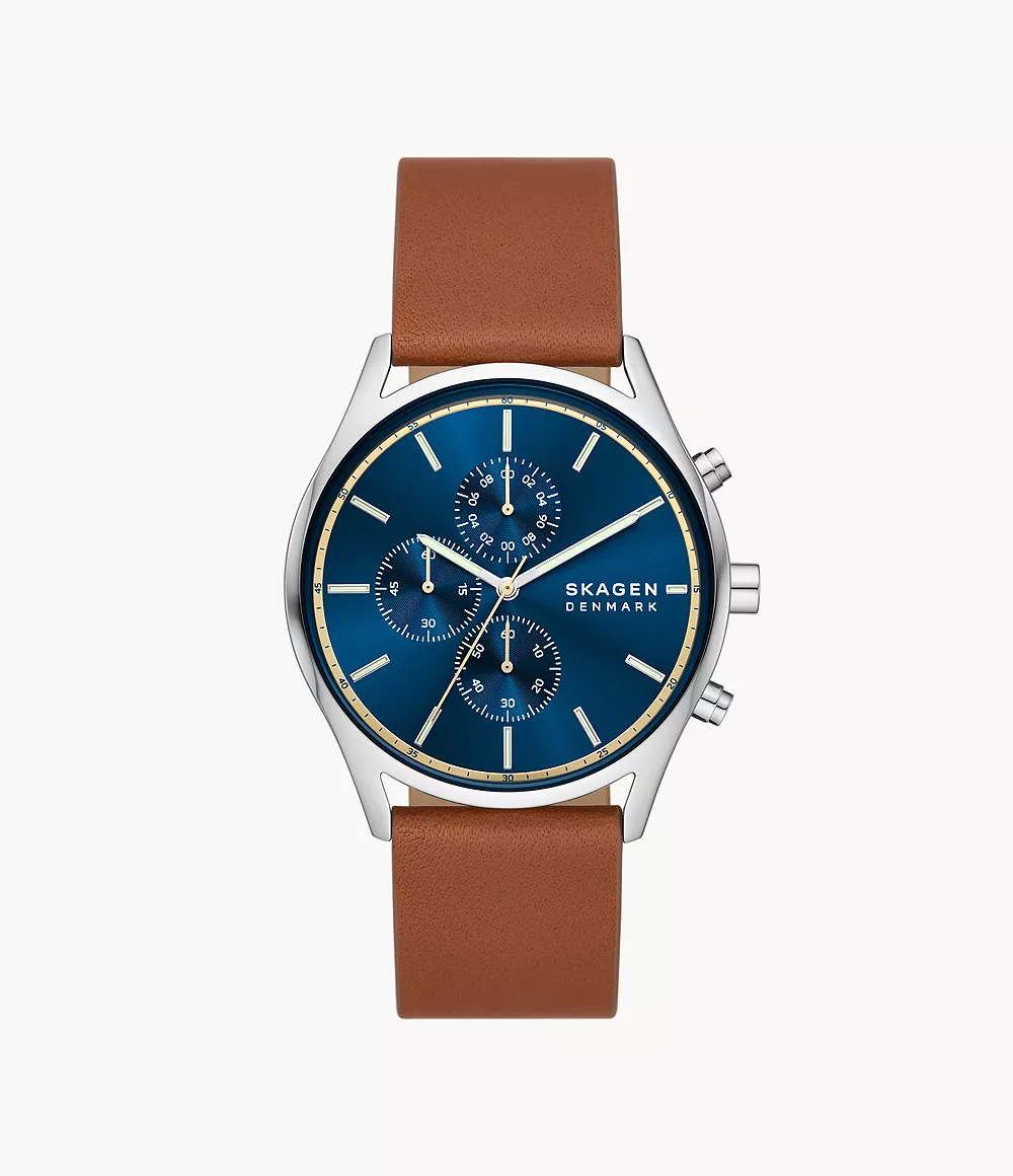 Man Brown Leather Watch - Skagen GOOFASH