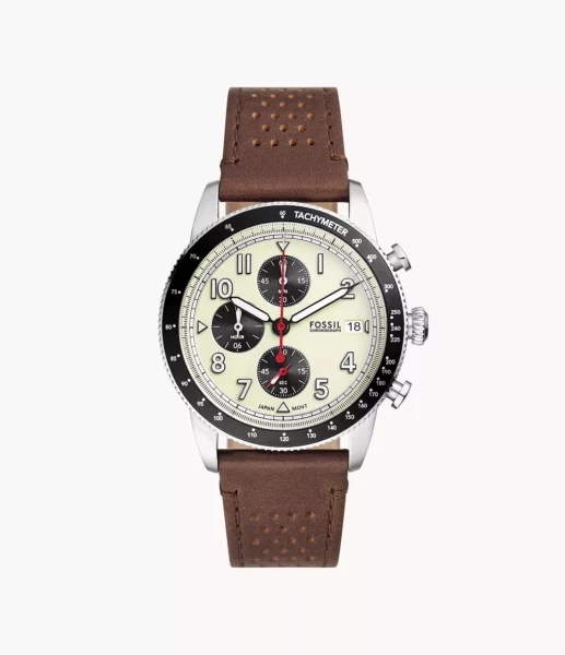 Man Chronograph Watch in Brown Fossil GOOFASH