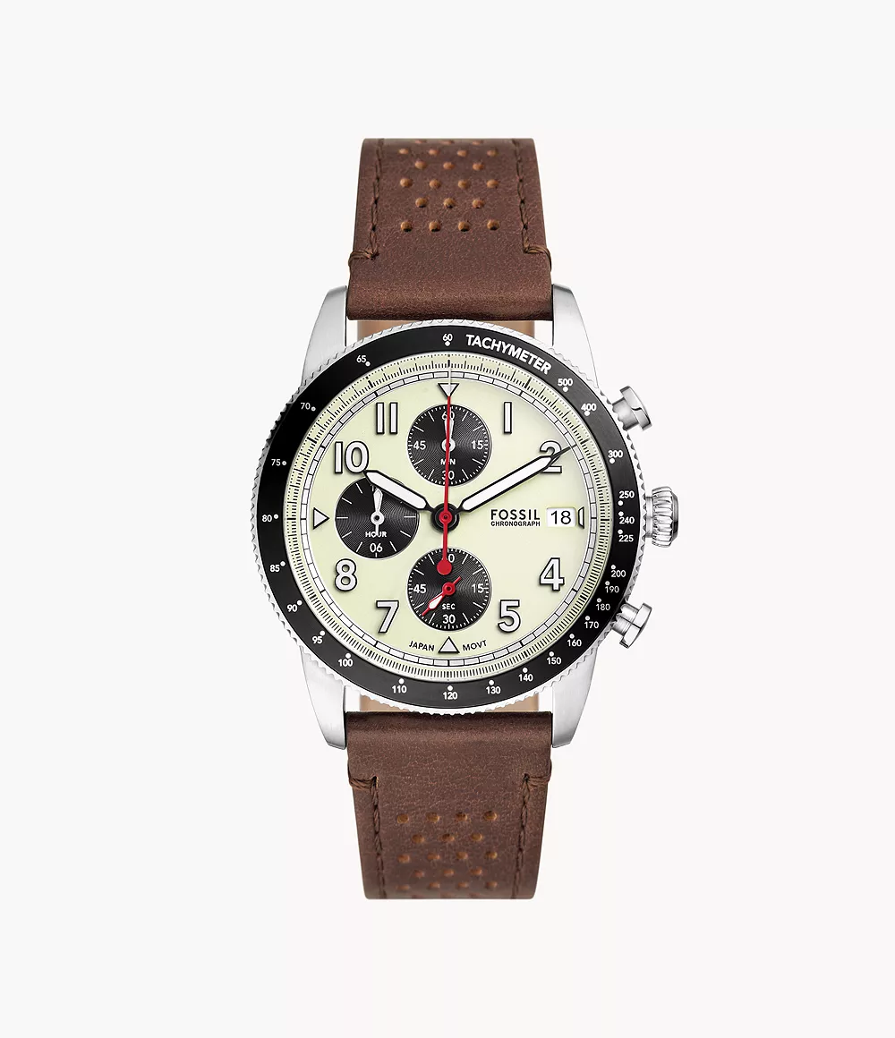 Man Chronograph Watch in Brown Fossil GOOFASH