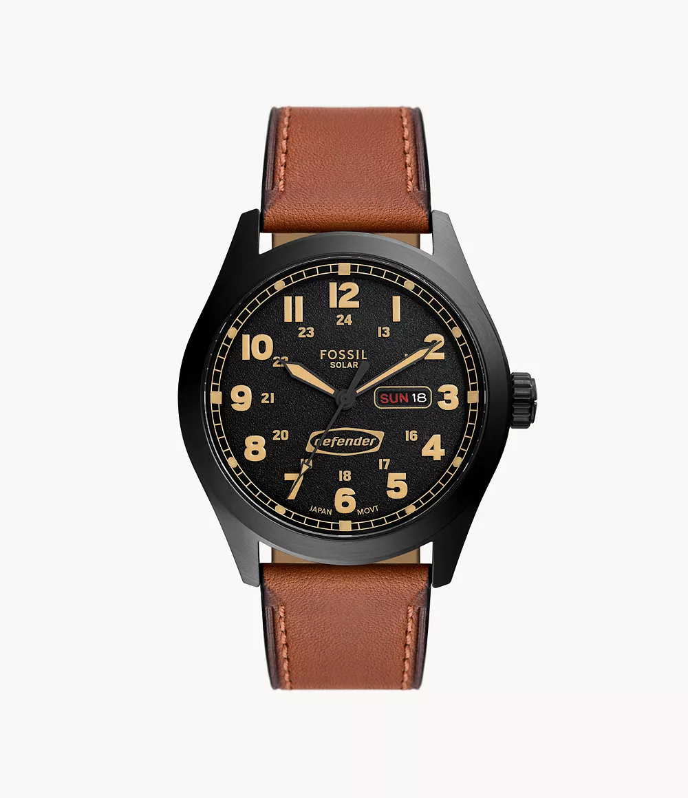 Man Leather Watch Brown Fossil GOOFASH