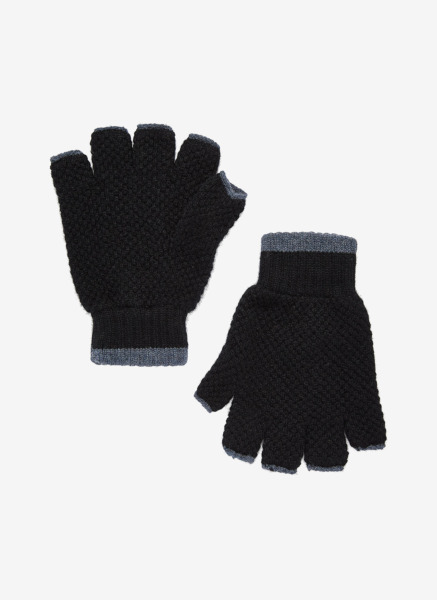 Men Black Fingerless Gloves Brora GOOFASH
