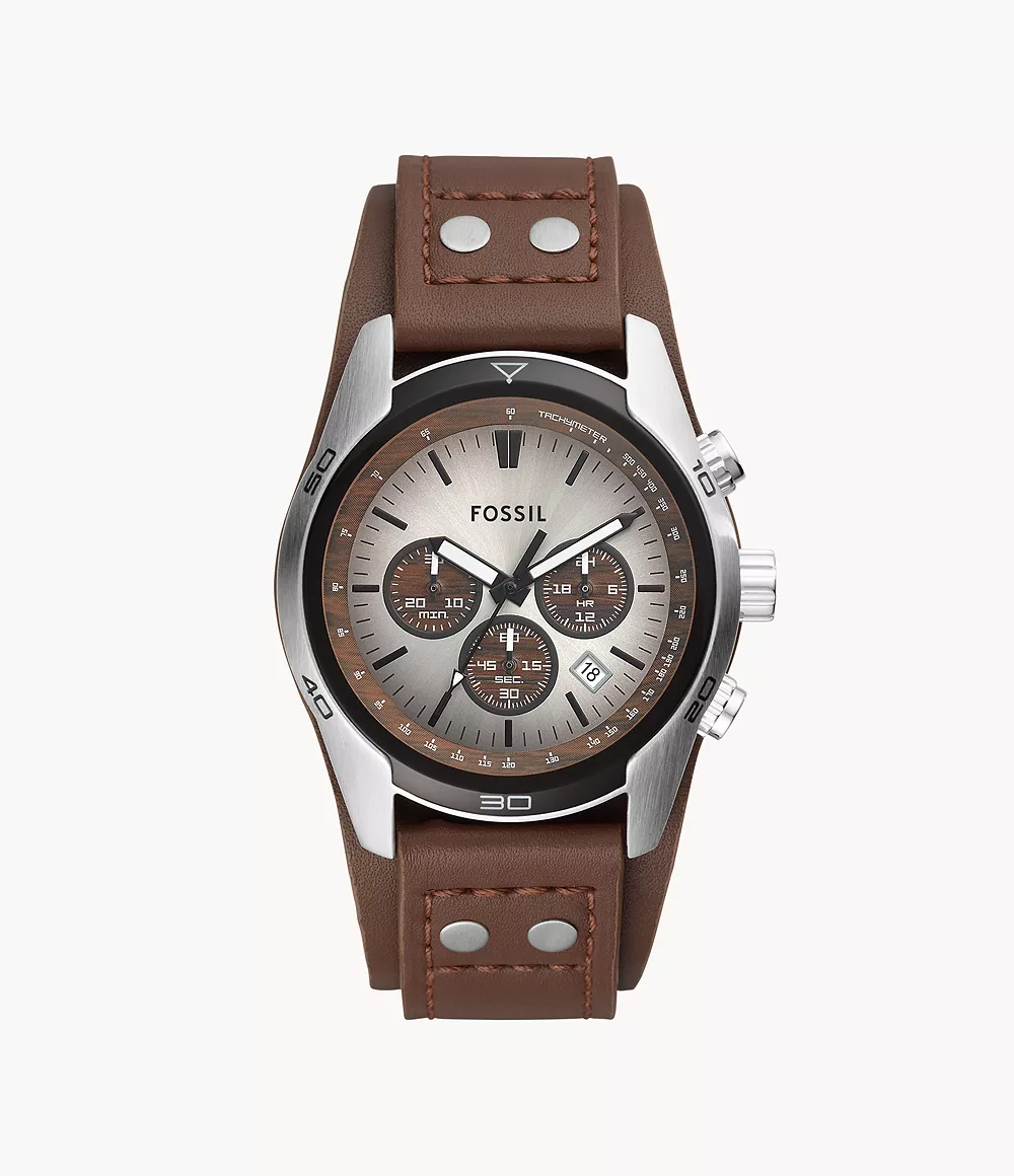 Men Chronograph Watch in Brown Fossil GOOFASH