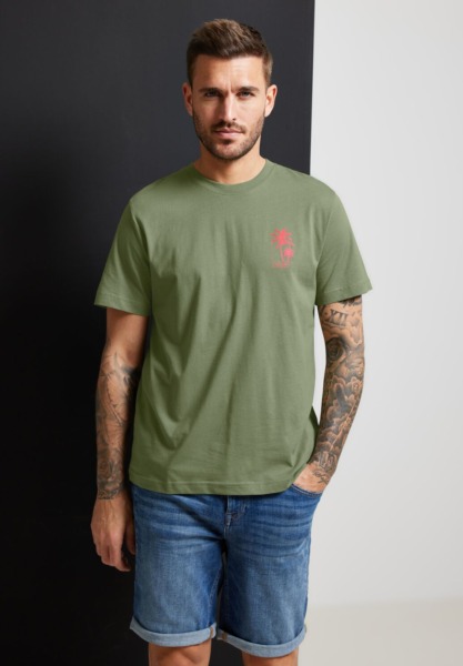 Men T-Shirt in Green from Street One GOOFASH