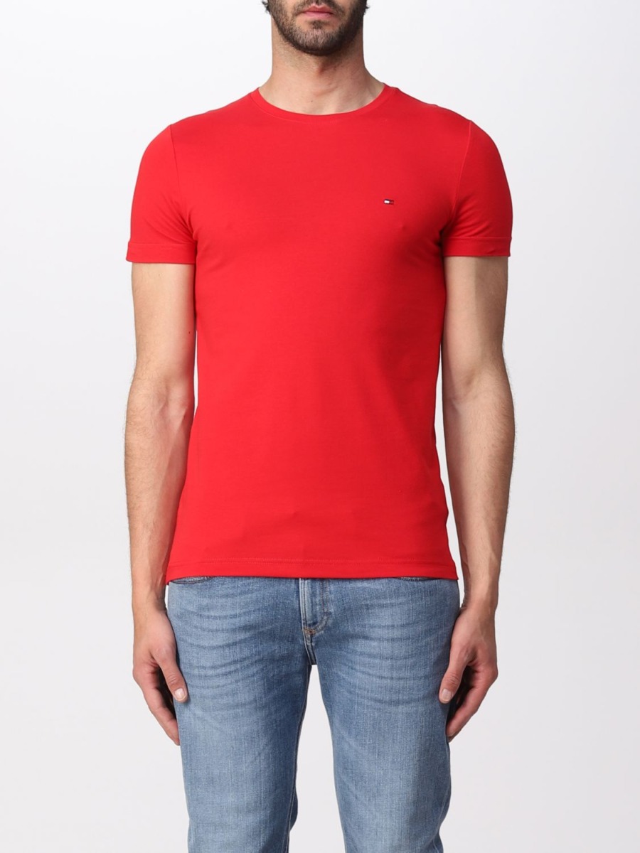 Men T-Shirt in Red Giglio - Tommy Hilfiger GOOFASH