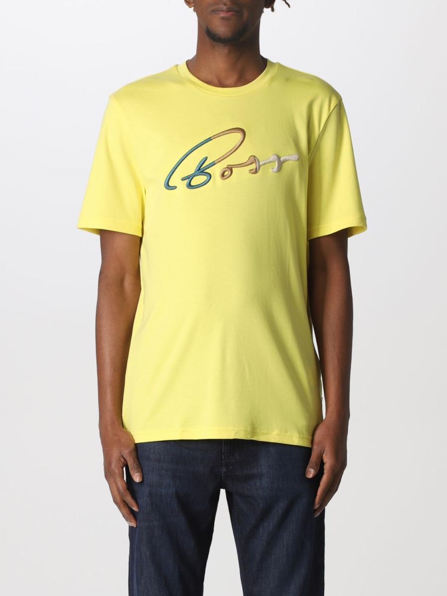 Men T-Shirt in Yellow at Giglio GOOFASH