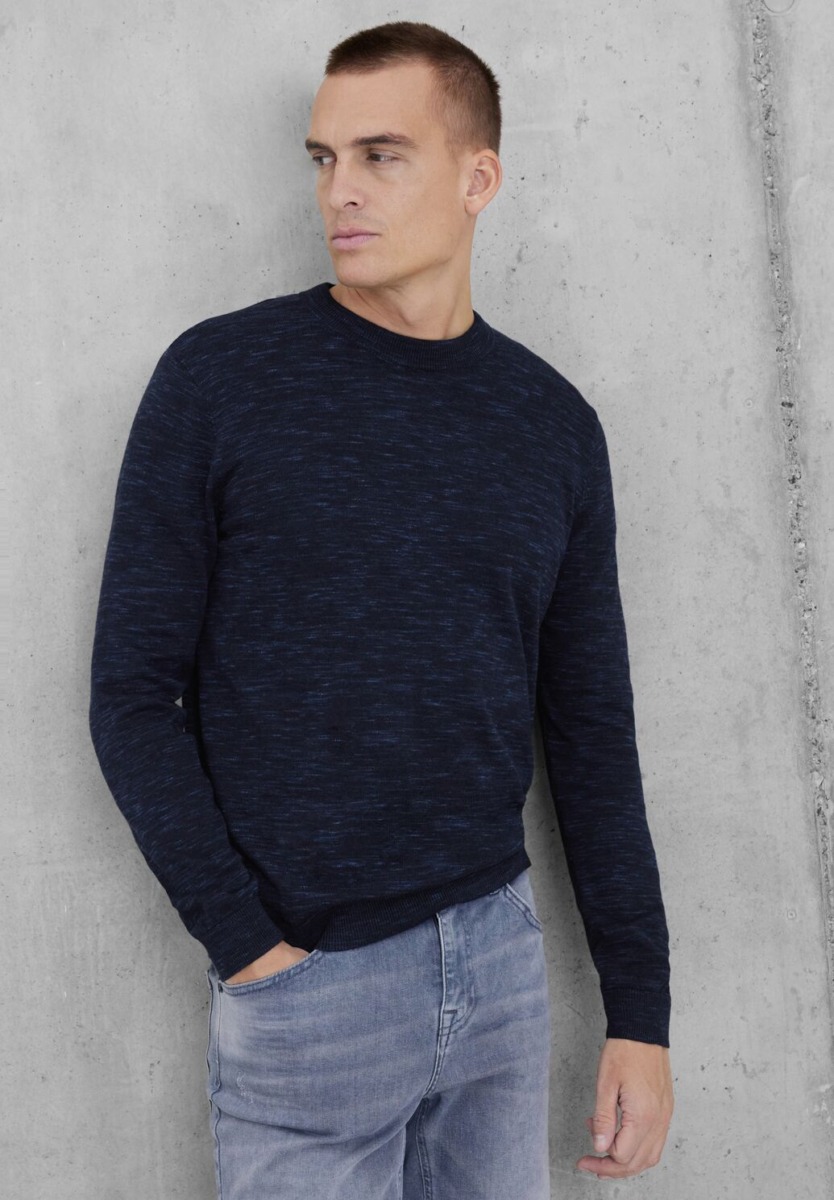Men's Blue Knitted Sweater by Street One GOOFASH