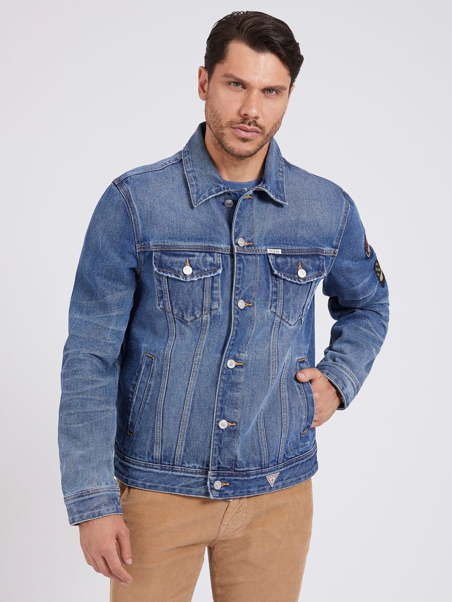 Men's Denim Jacket in Blue by Guess GOOFASH