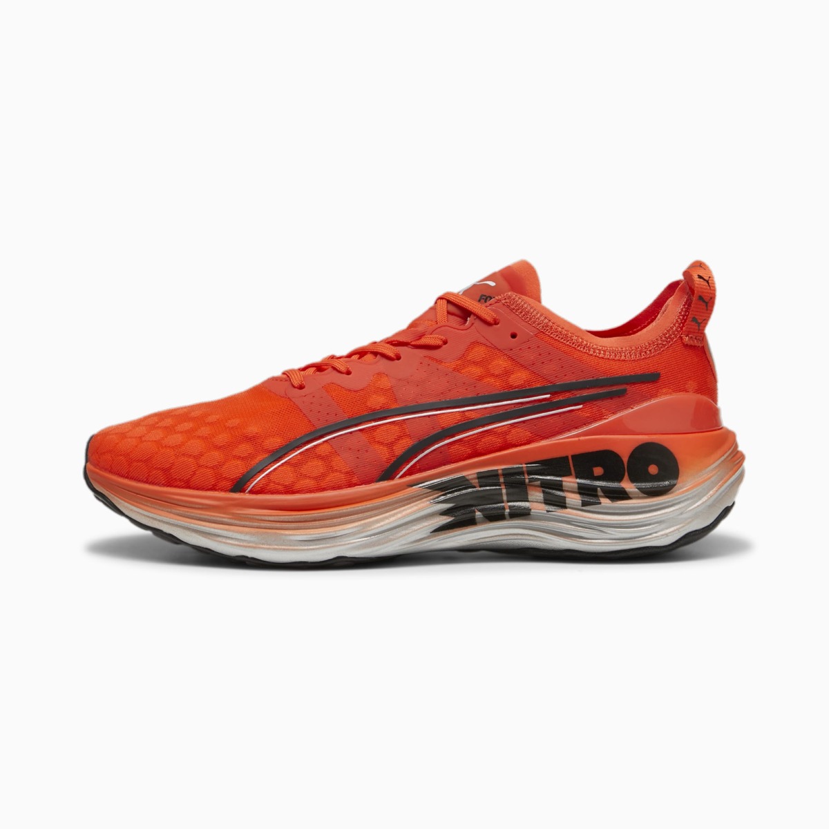 Men's Puma Orange Black Foreverrun Nitro Silver Running Shoes GOOFASH