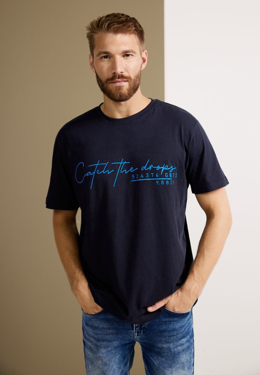Mens T-Shirt Blue from Street One GOOFASH