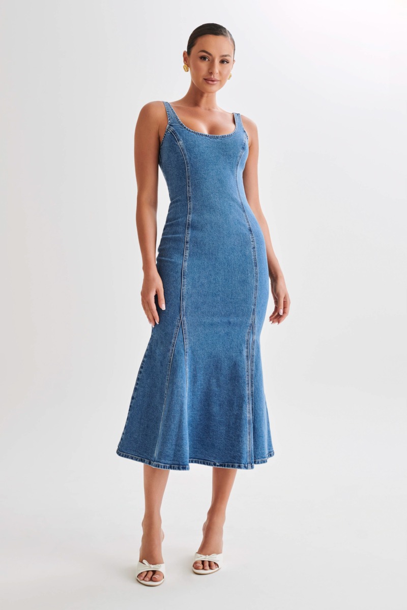 Meshki Womens Midi Dress Blue GOOFASH