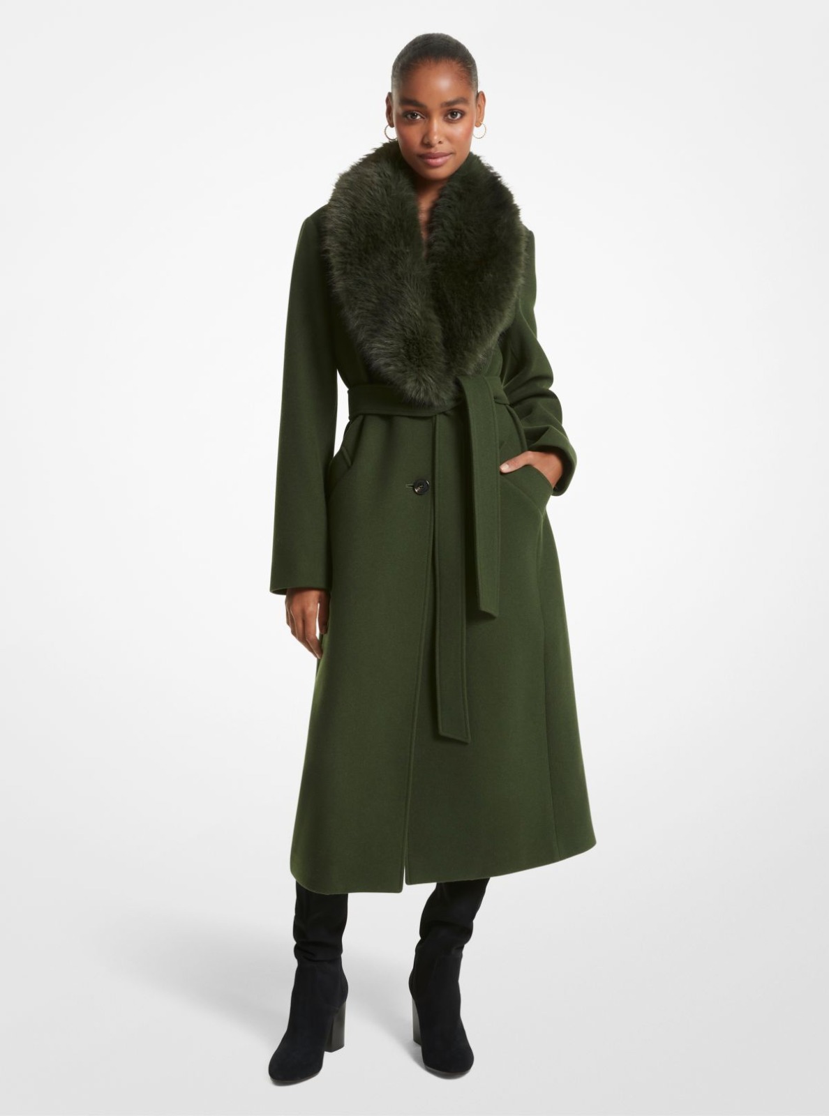 Michael Kors Woman Coat Green GOOFASH
