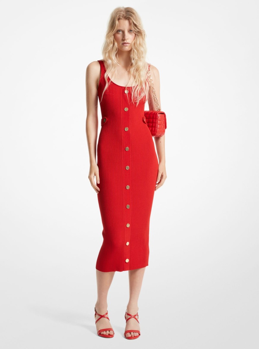 Michael Kors - Women's Red Midi Dress GOOFASH