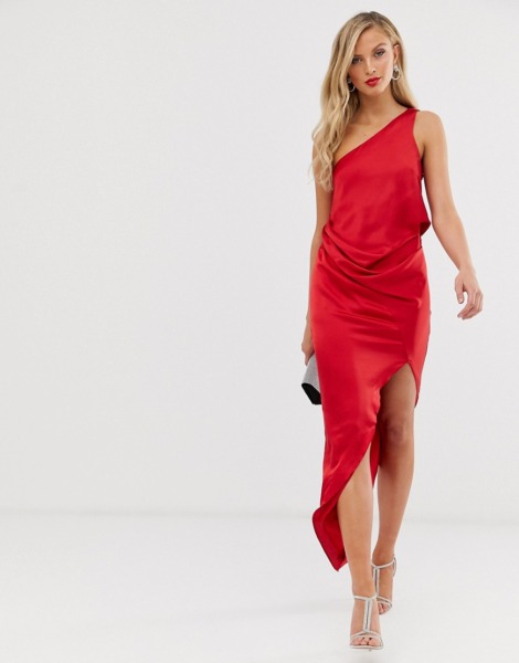 Midi Dress Red - Women - Asos GOOFASH