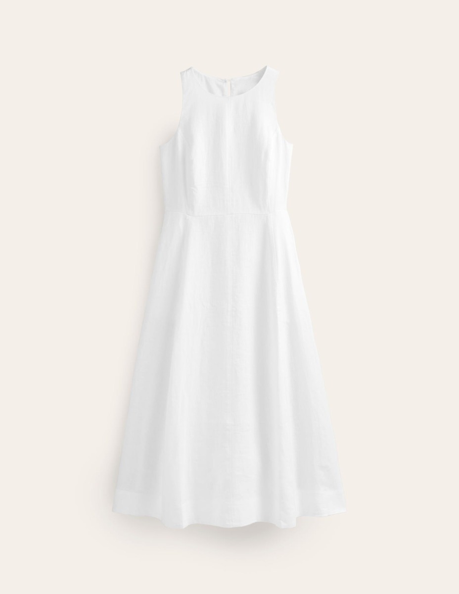 Midi Dress in White Boden GOOFASH