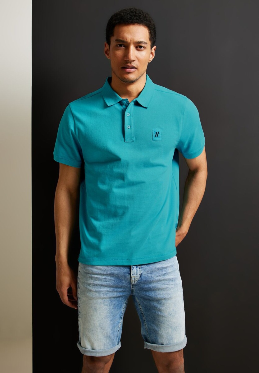 Poloshirt Blue for Man from Street One GOOFASH