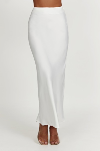 Satin Skirt in White from Meshki GOOFASH