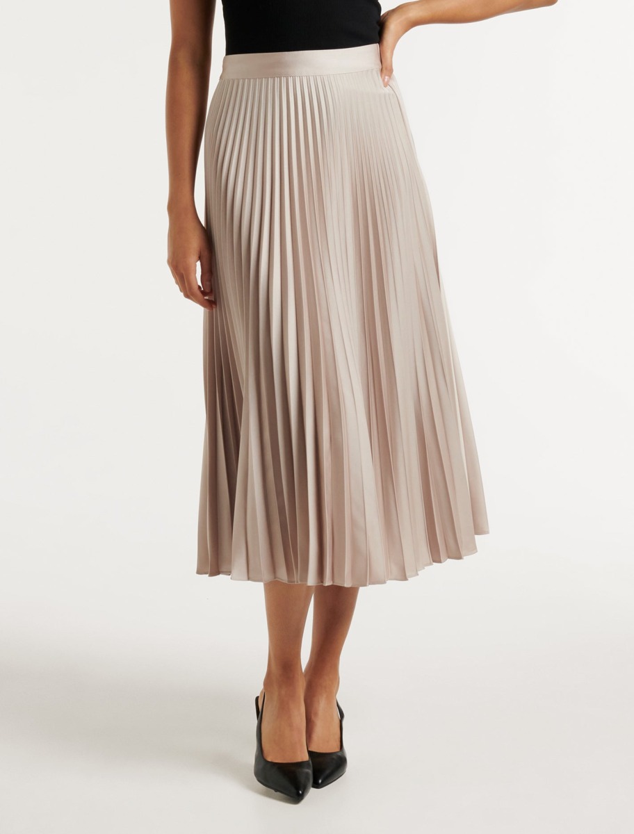 Silver Pleated Skirt Ever New GOOFASH