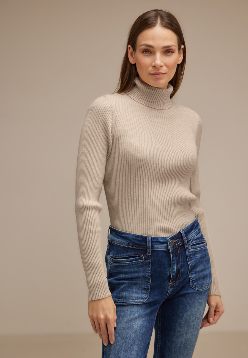 Street One - Knitted Sweater Beige GOOFASH