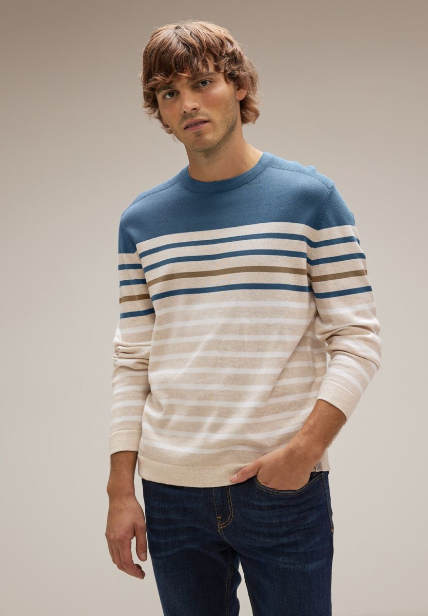 Street One - Knitted Sweater Beige - Man GOOFASH