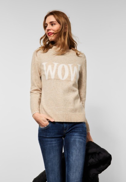 Street One Knitted Sweater Beige for Women GOOFASH