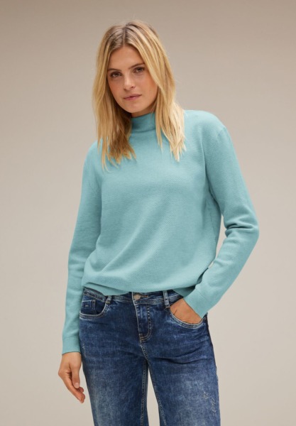 Street One - Knitted Sweater Turquoise Woman GOOFASH