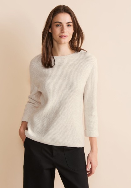 Street One Knitted Sweater in White for Women GOOFASH