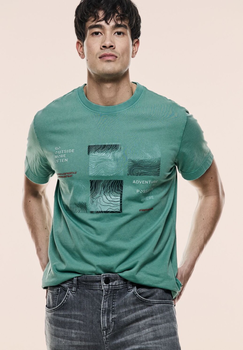 Street One - Men's Green T-Shirt GOOFASH