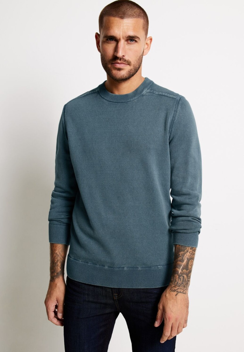 Street One Men's Knitted Sweater Blue GOOFASH