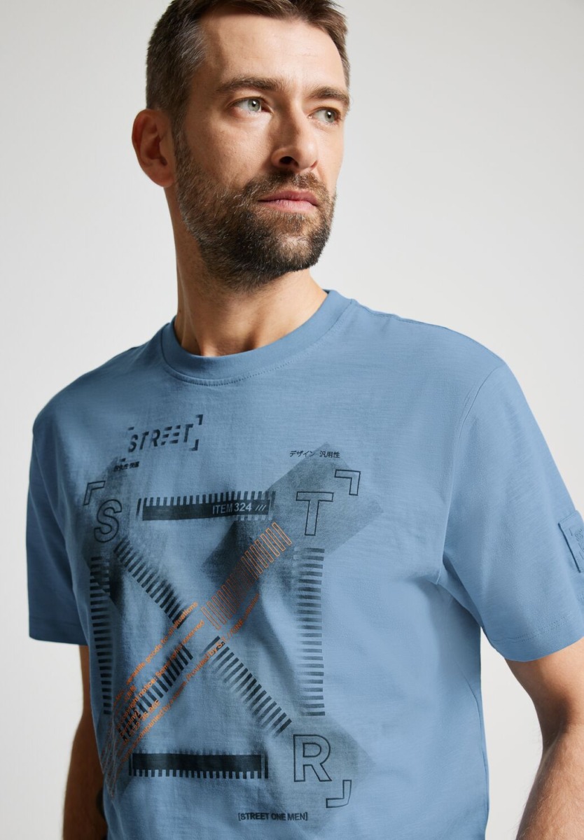 Street One - Mens T-Shirt in Blue GOOFASH