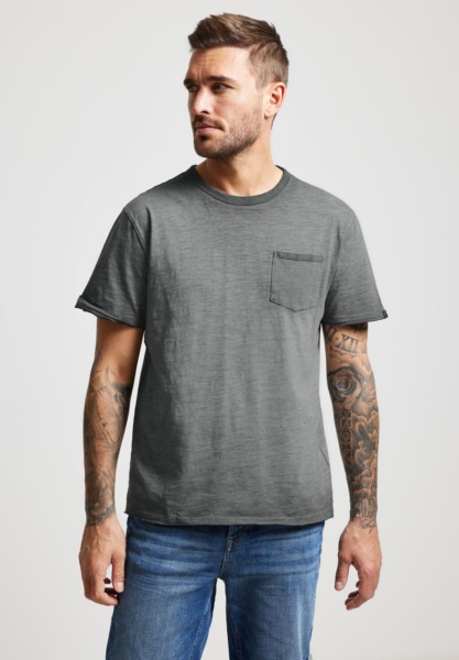 T-Shirt Grey for Men by Street One GOOFASH