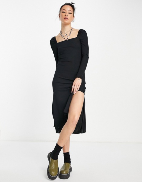 Topshop Lady Black Midi Dress from Asos GOOFASH