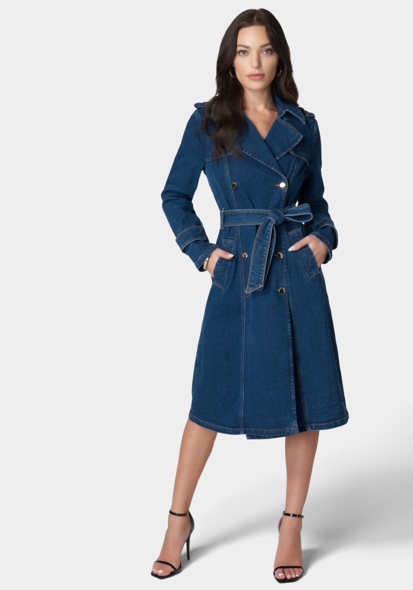 Trench Coat Blue for Woman from Bebe GOOFASH