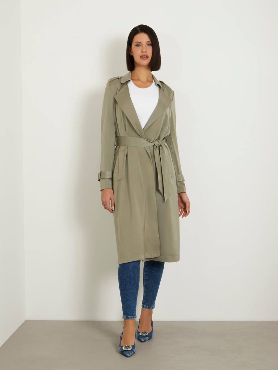 Trench Coat Green for Woman by Guess GOOFASH