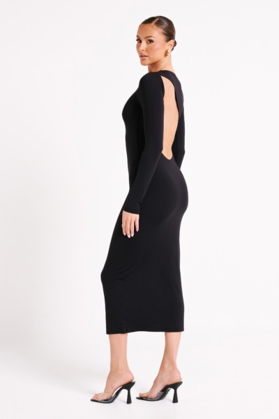 Woman Black Midi Dress - Meshki GOOFASH