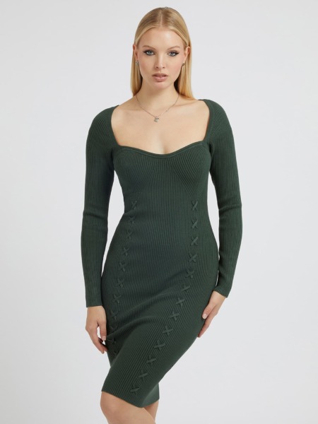 Woman Bodycon Dress Green from Guess GOOFASH