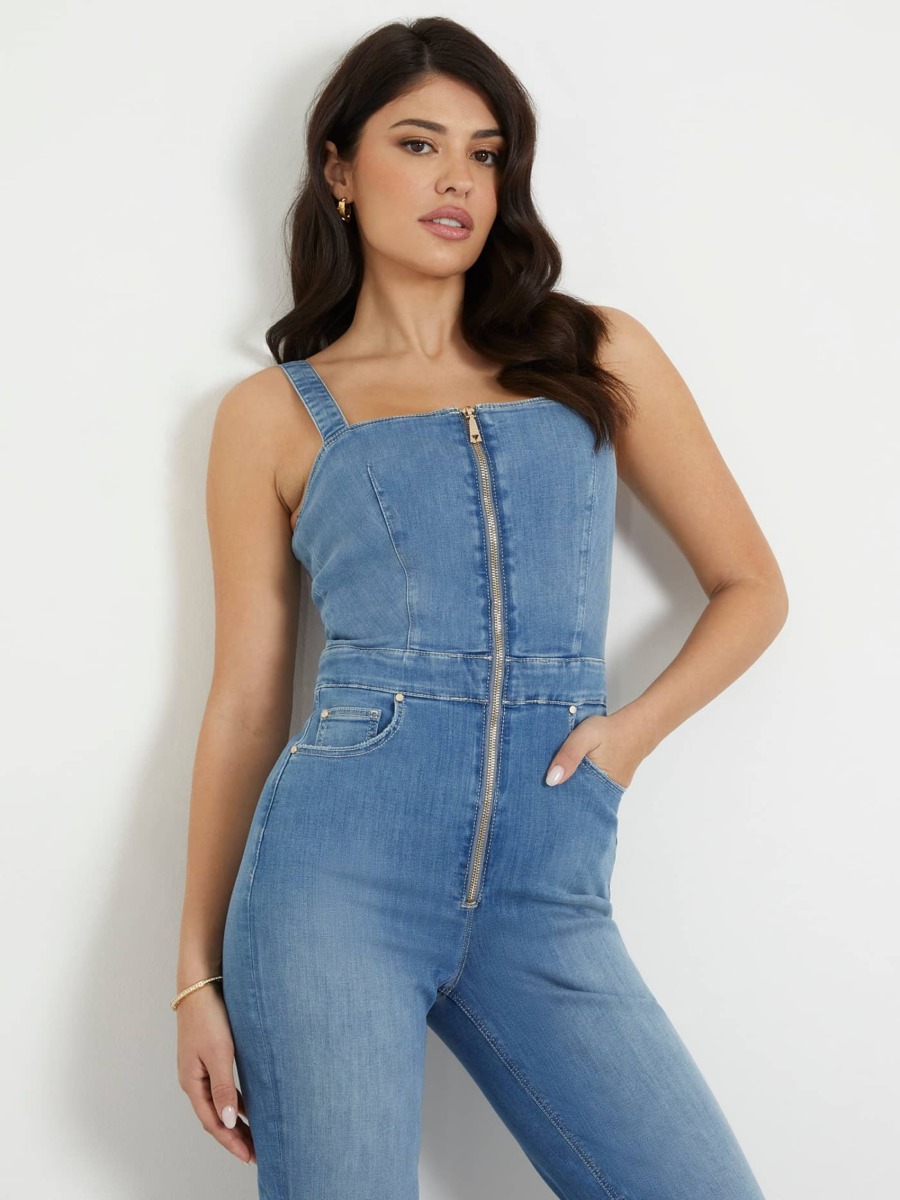 Woman Jeans Jumpsuit in Blue - Guess GOOFASH