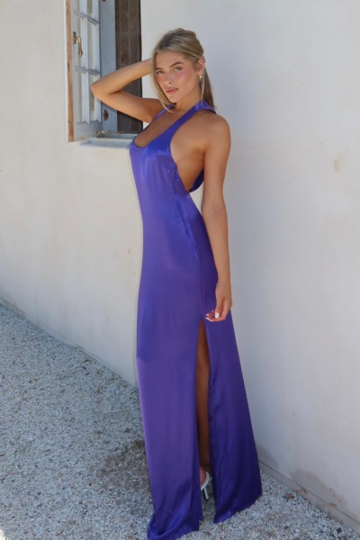 Woman Purple Maxi Dress - Meshki GOOFASH